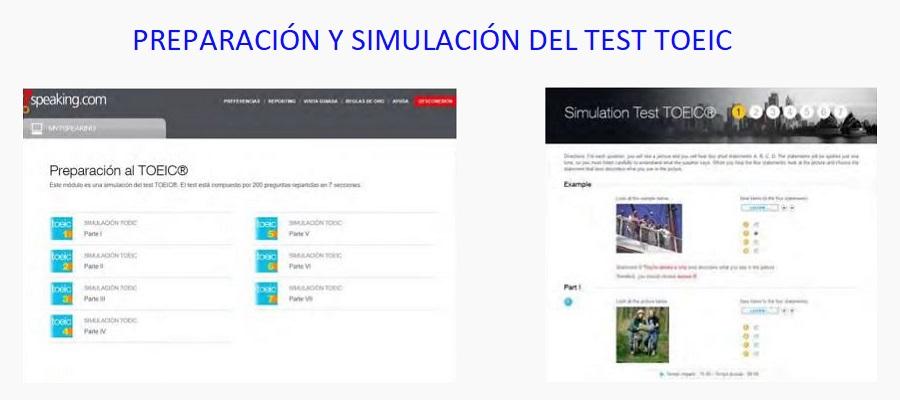 7Speaking: El alumno puede prepararse para la prueba TOEIC y realizar una simulación de la misma