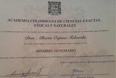 Alberto Ospina Taborda - Miembro Honorario de la Academia Colombiana de Ciencias