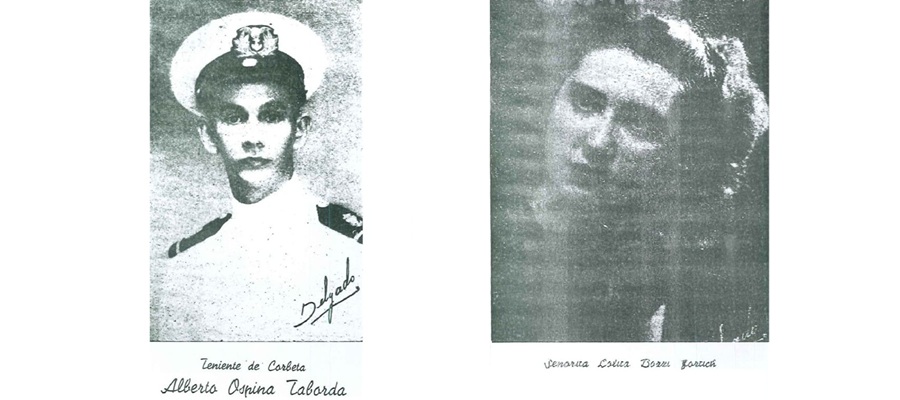 Teniente de Corbeta Alberto Ospina Taborda y su madrina Lolita Bozzi Fortich