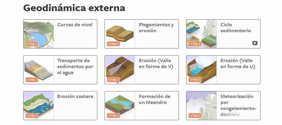 Portal multimedia de geología y astronomía con clips de video