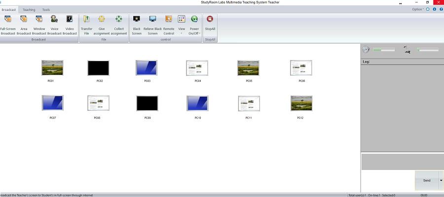 Ejemplo de una Interfaz de aula de computadores Windows  StudyRoom Multimedia