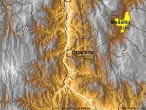 Mapa de ubicacion de Otramina Colombia