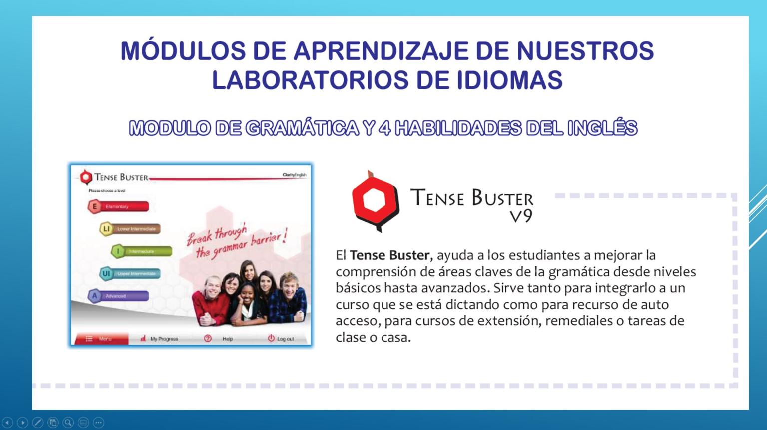 Software de inglés Tense Buster de Clarity English 11